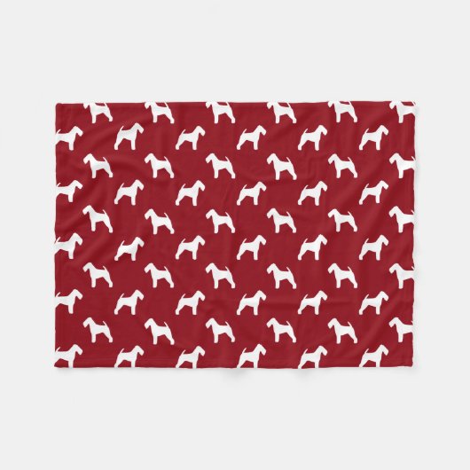Welsh Terrier Silhouetten Patroon Rood en Wit Fleece Deken (Voorkant (Horizontaal))