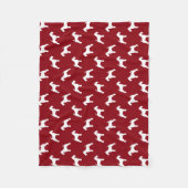 Welsh Terrier Silhouetten Patroon Rood en Wit Fleece Deken (Voorkant)
