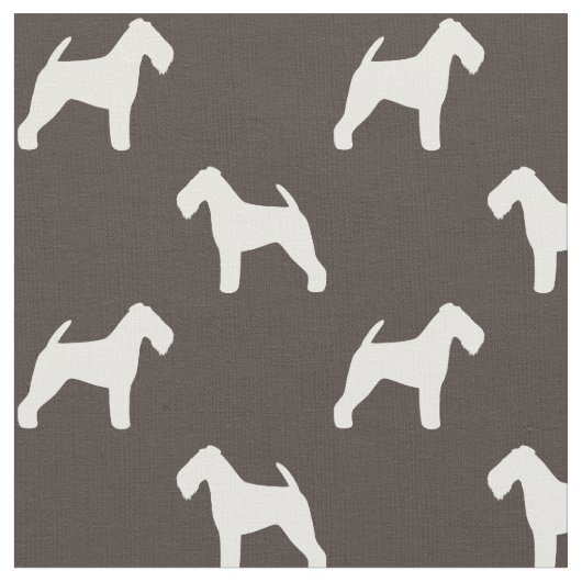 Welsh Terrier Silhouettes Grey and White Patterned Stof (Close Up)