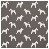 Welsh Terrier Silhouettes Grey and White Patterned Stof (Swatch)