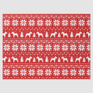 Welsh Terrier Silhouettes kerstpatroonrood Tissuepapier