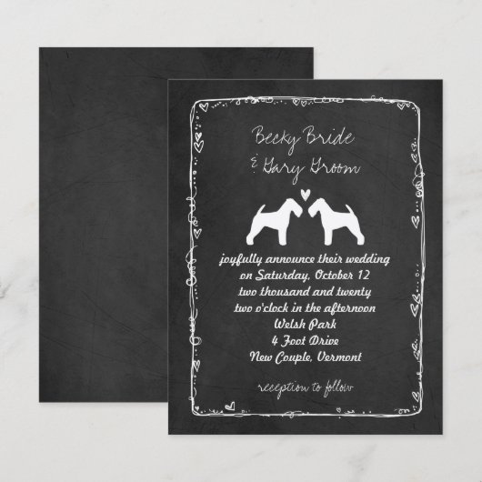 Welsh Terrier Silhouettes Wedding Kaart (Voorkant / Achterkant)