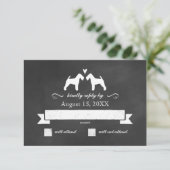 Welsh Terrier Silhouettes Wedding RSVP Antwoord (Staand voorkant)
