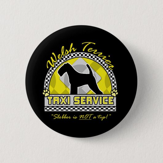 Welsh Terrier Taxi Service Ronde Button 5,7 Cm (Voorkant)