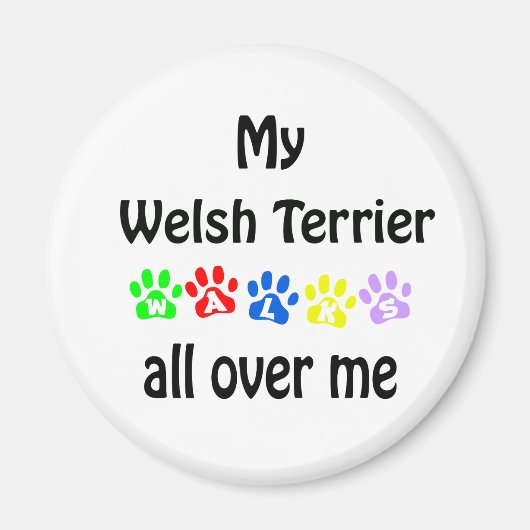 Welsh Terrier Wandelingen Ontwerp Magneet (Voorkant)