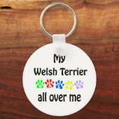 Welsh Terrier Wandelingen Ontwerp Sleutelhanger (Voorkant)