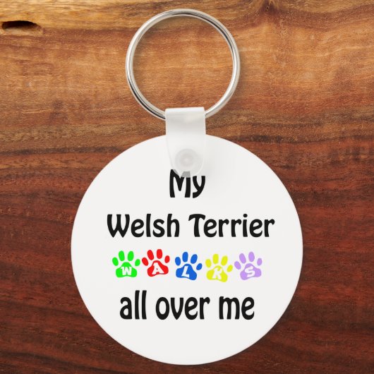 Welsh Terrier Wandelingen Ontwerp Sleutelhanger (Voorkant)