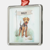 Welsh Terrier Watercolor Personalized Dog Metalen Ornament (Links)