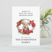 Welsh Terrier Waterverf Kerstkrans Feestdagenkaart (Staand voorkant)