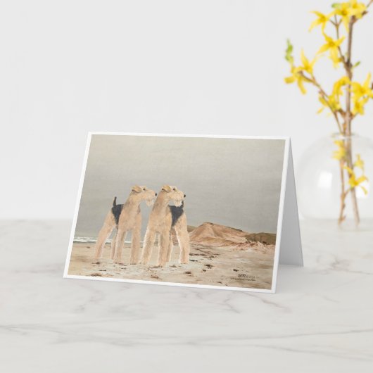 Welsh Terriers in de Seashore Kaart (Gele Bloem)