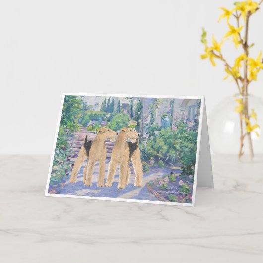Welsh Terriers in een Lavendar Garden Kaart (Gele Bloem)