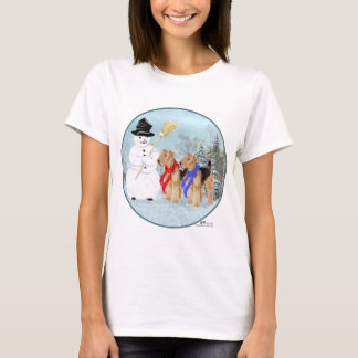 Welsh Terriers met Sneeuwman T-shirt