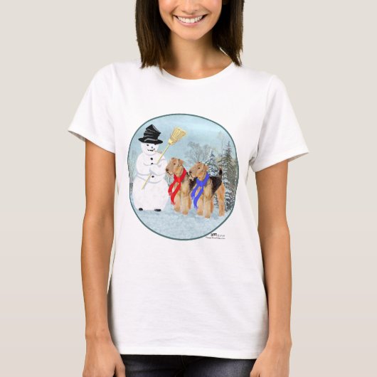 Welsh Terriers met Sneeuwman T-shirt (Voorkant)