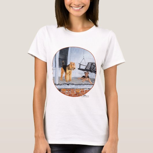 Welsh Terriers op de veranda T-shirt (Voorkant)