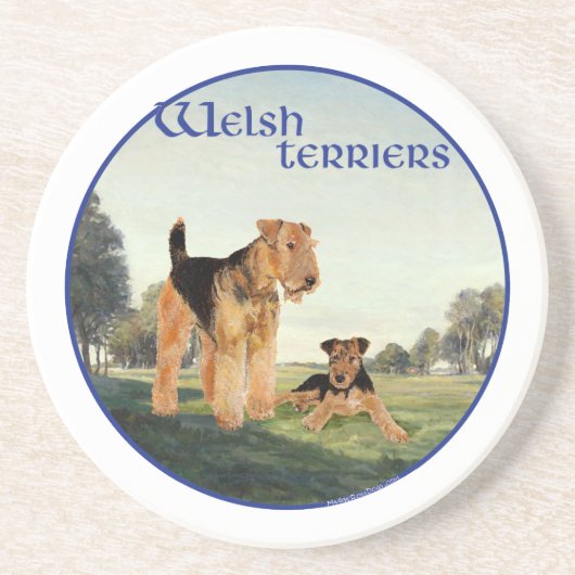 Welsh Terriers Zandsteen Onderzetter (Voorkant)
