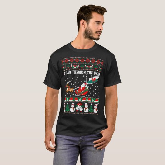 Welsh Through the Snow Ugly KerstSweater T-shirt (Voorkant volledig)