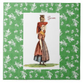 Welsh Traditional Costume - Gower Tegeltje (Voorkant)