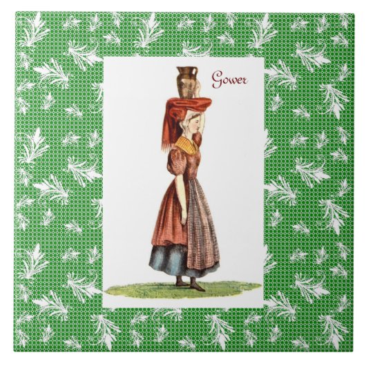 Welsh Traditional Costume - Gower Tegeltje (Voorkant)