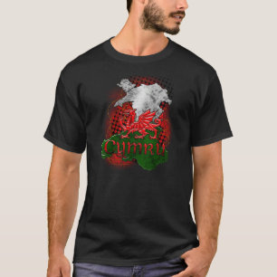 Welsh TShirt Grunge with dragon and Map of Wales