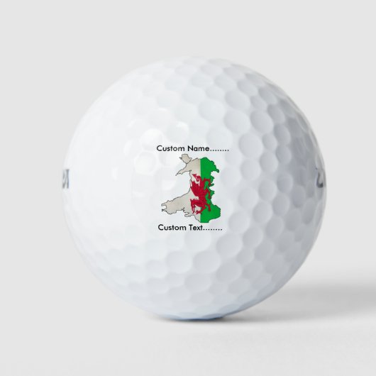 Welsh vlag en kaart op een golfbal. golfballen (Voorkant)