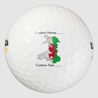 Welsh vlag en kaart op een golfbal. golfballen