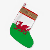 Welsh Vlag kous, Wales, monogram, sneeuwvlok Kleine Kerstsok (Voorkant (Hangend))