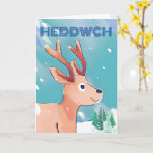 Welsh Vrede voor Kerstmis met Schattigee Baby Hert Kaart (Gele Bloem)