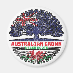 Welsh Wales Australian Australia Tree Roots Flag Magneet