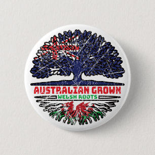 Welsh Wales Australian Australia Tree Roots Flag Ronde Button 5,7 Cm