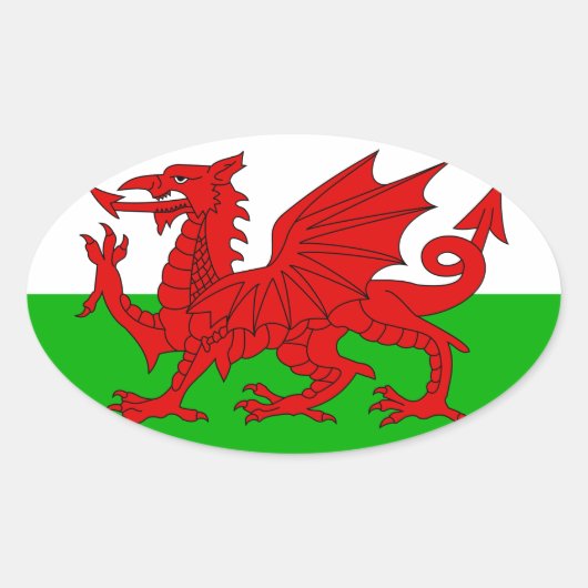 Welsh / Wales Flag - Cymru High Quality Afbeelding Ovale Sticker (Voorkant)