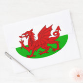 Welsh / Wales Flag - Cymru High Quality Afbeelding Ovale Sticker (Envelop)