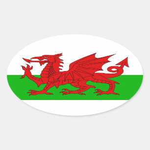 Welsh / Wales Flag - Cymru High Quality Afbeelding Ovale Sticker