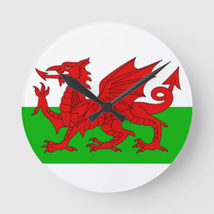 Welsh / Wales Flag - Cymru High Quality Afbeelding Ronde Klok