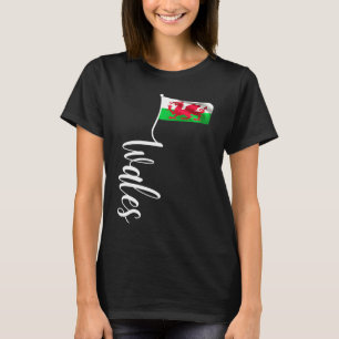 Welsh Wales Flag Signature Y Ddraig Goch Flag Pole T-shirt
