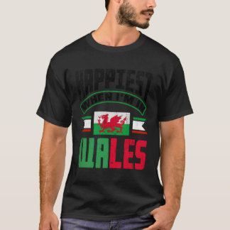 Welsh Wales vlag gelukkigste wanneer ik in Wales T-shirt