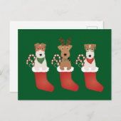 Welsh Wire Fox Terrier Dogs Kerstmis Briefkaart (Voorkant / Achterkant)