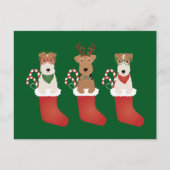 Welsh Wire Fox Terrier Dogs Kerstmis Briefkaart (Voorkant)
