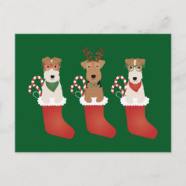 Welsh Wire Fox Terrier Dogs Kerstmis Briefkaart