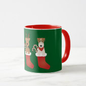 Welsh Wire Fox Terrier Dogs Kerstmis Mok (Voorkant rechts)