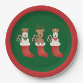 Welsh Wire Fox Terrier Dogs Kerstmis Papieren Bordje (Voorkant)