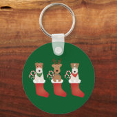 Welsh Wire Fox Terrier Dogs Kerstmis Sleutelhanger (Voorkant)