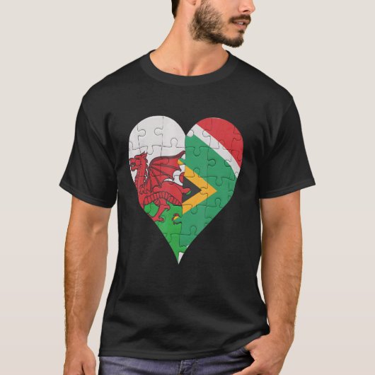 Welsh Zuid-Afrikaans Vlag Hart T-shirt (Voorkant)