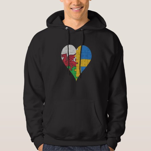 Welsh Zweedse vlag hart Hoodie (Voorkant)