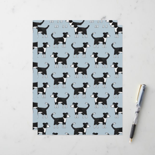 Welshe Border Collie Schaapshond Scrapbook Papier (Voorkant / Achterkant in situ)