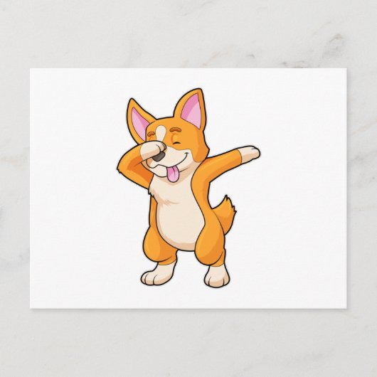 Welshe Corgi bij Hip Hop Dans Dab Briefkaart (Voorkant)