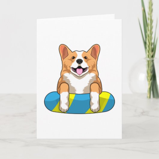 Welshe Corgi bij zwemmen met zwembord Kaart (Voorkant)