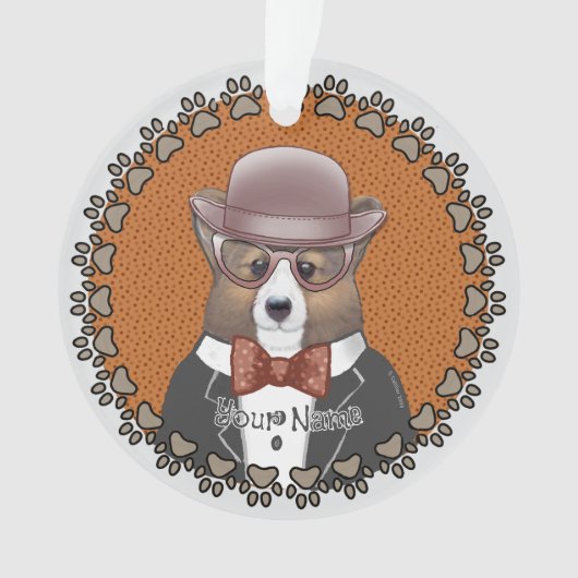 Welshe Corgi Bril Ornament (voorkant)