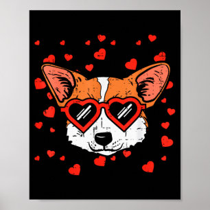 Welshe Corgi Gezicht Hart Bril Cute Valentijnsdag Poster