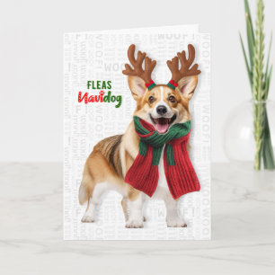 Welshe Corgi Hond Grappige Vlooien Navidog Kerstmi Feestdagen Kaart