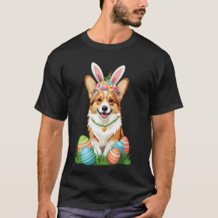 Welshe Corgi-hond met Konijnenoren Paaseieren Fees T-shirt